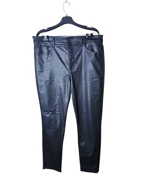 Express Black Coated Skinny Jeans with Button-Front